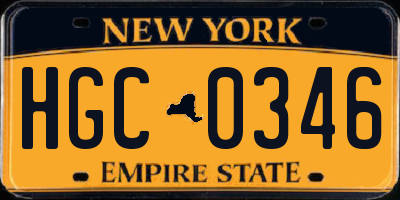 NY license plate HGC0346