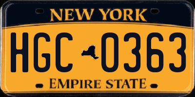 NY license plate HGC0363