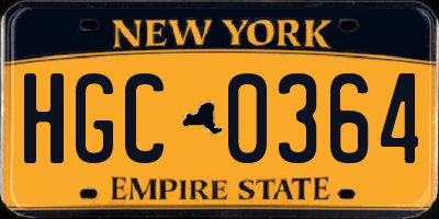 NY license plate HGC0364