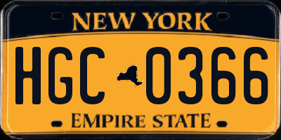 NY license plate HGC0366