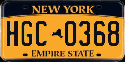 NY license plate HGC0368