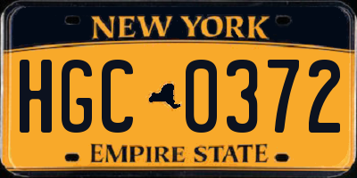 NY license plate HGC0372
