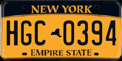 NY license plate HGC0394