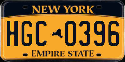 NY license plate HGC0396