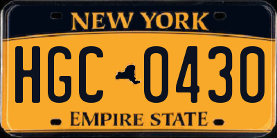 NY license plate HGC0430