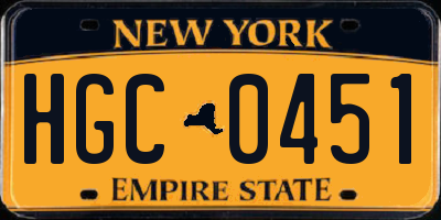 NY license plate HGC0451
