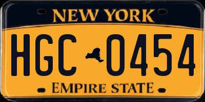 NY license plate HGC0454