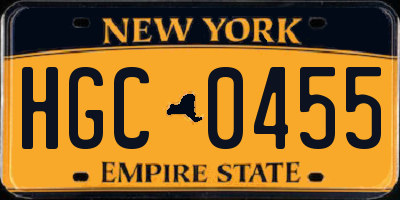 NY license plate HGC0455