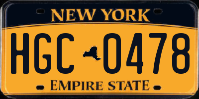 NY license plate HGC0478