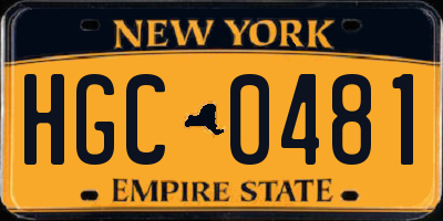 NY license plate HGC0481