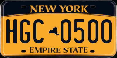 NY license plate HGC0500