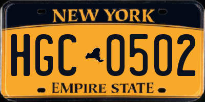 NY license plate HGC0502