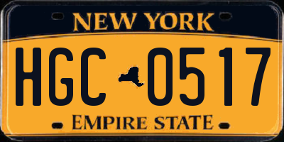 NY license plate HGC0517