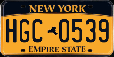 NY license plate HGC0539
