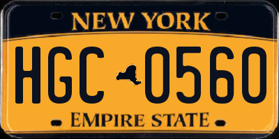 NY license plate HGC0560