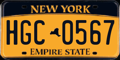 NY license plate HGC0567