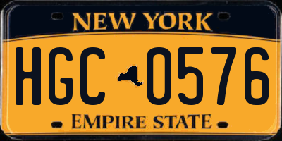NY license plate HGC0576