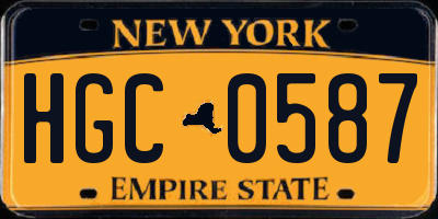 NY license plate HGC0587