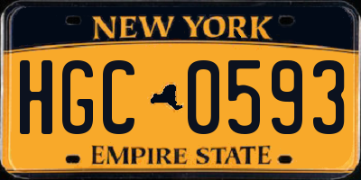 NY license plate HGC0593