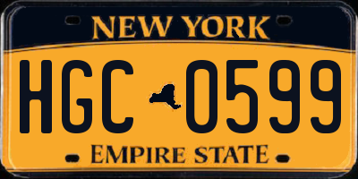 NY license plate HGC0599