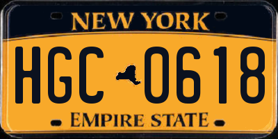NY license plate HGC0618
