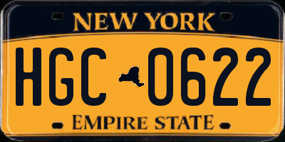 NY license plate HGC0622