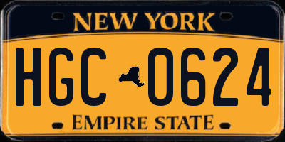 NY license plate HGC0624