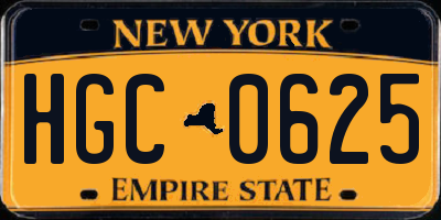 NY license plate HGC0625