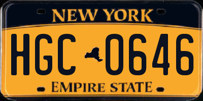 NY license plate HGC0646