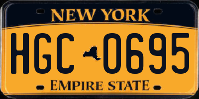 NY license plate HGC0695