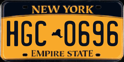 NY license plate HGC0696
