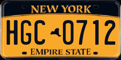 NY license plate HGC0712