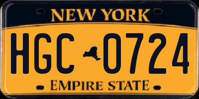 NY license plate HGC0724