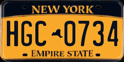 NY license plate HGC0734