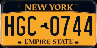 NY license plate HGC0744
