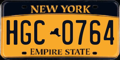 NY license plate HGC0764