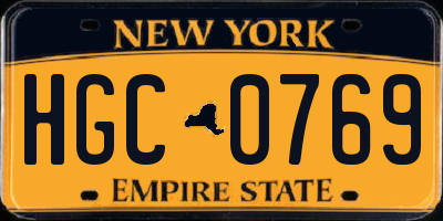 NY license plate HGC0769