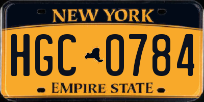 NY license plate HGC0784
