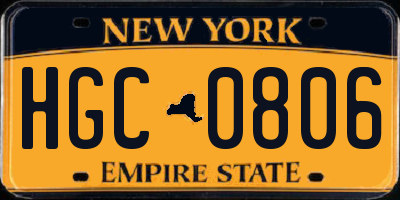 NY license plate HGC0806