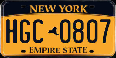 NY license plate HGC0807