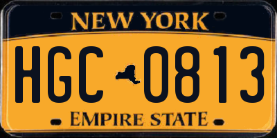 NY license plate HGC0813