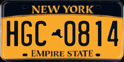 NY license plate HGC0814