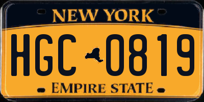 NY license plate HGC0819
