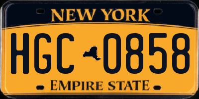 NY license plate HGC0858