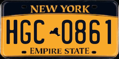 NY license plate HGC0861
