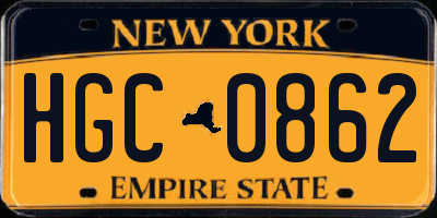 NY license plate HGC0862