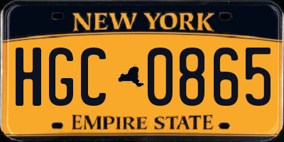 NY license plate HGC0865