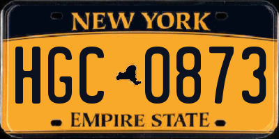 NY license plate HGC0873