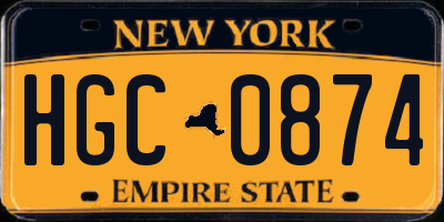 NY license plate HGC0874