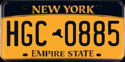 NY license plate HGC0885